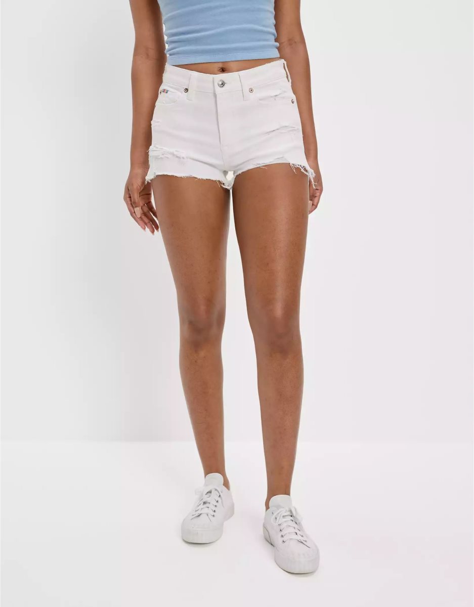 Shorts American Eagle AE Pride Ne(x)t Level High-Waisted Denim Blanche Femme | CWE-36712738